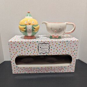 Johanna Parker Easter Spring Pastel Ceramic Chick Bunny Sugar Creamer Set New